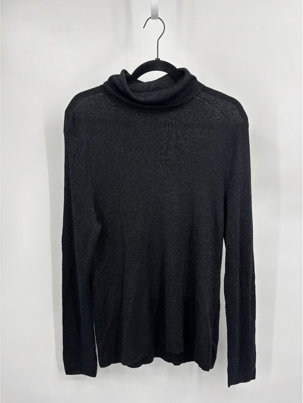 RSVP by Talbots Sweater Black Metallic Knit Roll Neck Long Sleeve Size XL
